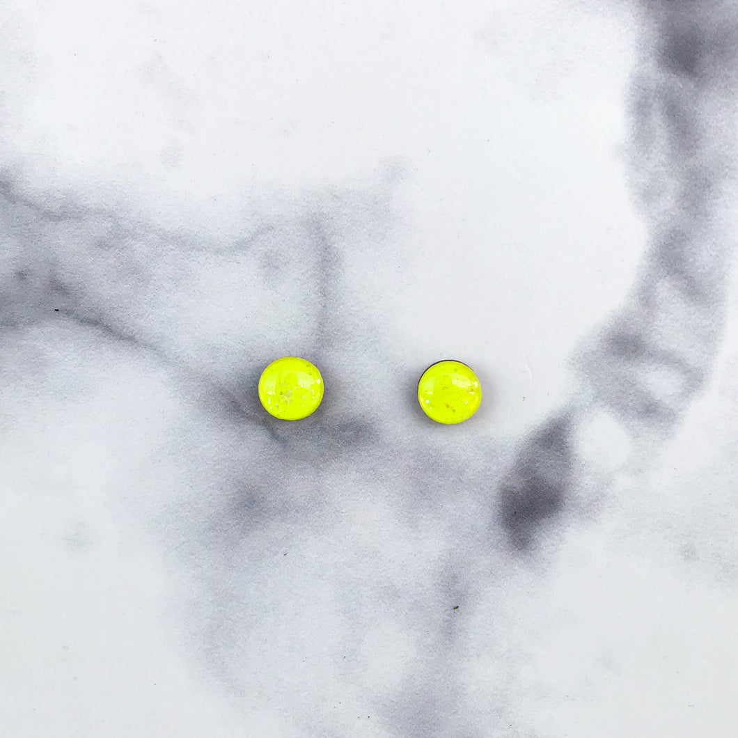 Neon Yellow Resin Stud Earrings