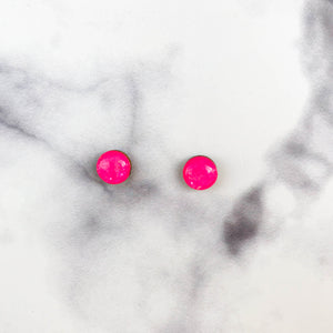 Neon Pink Resin Stud Earrings